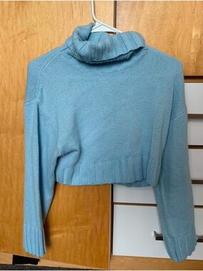 Divided Light Blue Cropped Turtleneck Sweater